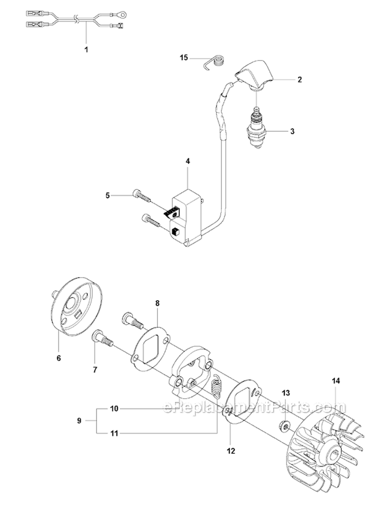 Ignition System  Clutch Diagram and Parts List for 327RX 2012-01 Husqvarna Brush Cutter