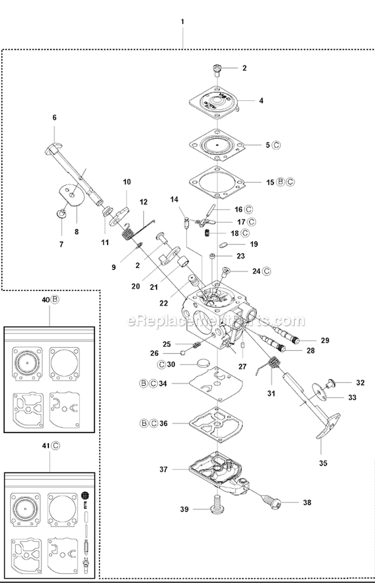 Carburetor Diagram and Parts List for 327RX 2012-01 Husqvarna Brush Cutter
