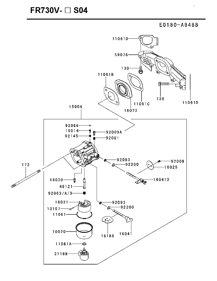 Carburetor Diagram and Parts List for FR730V-ES04 2018-11 Husqvarna Engine
