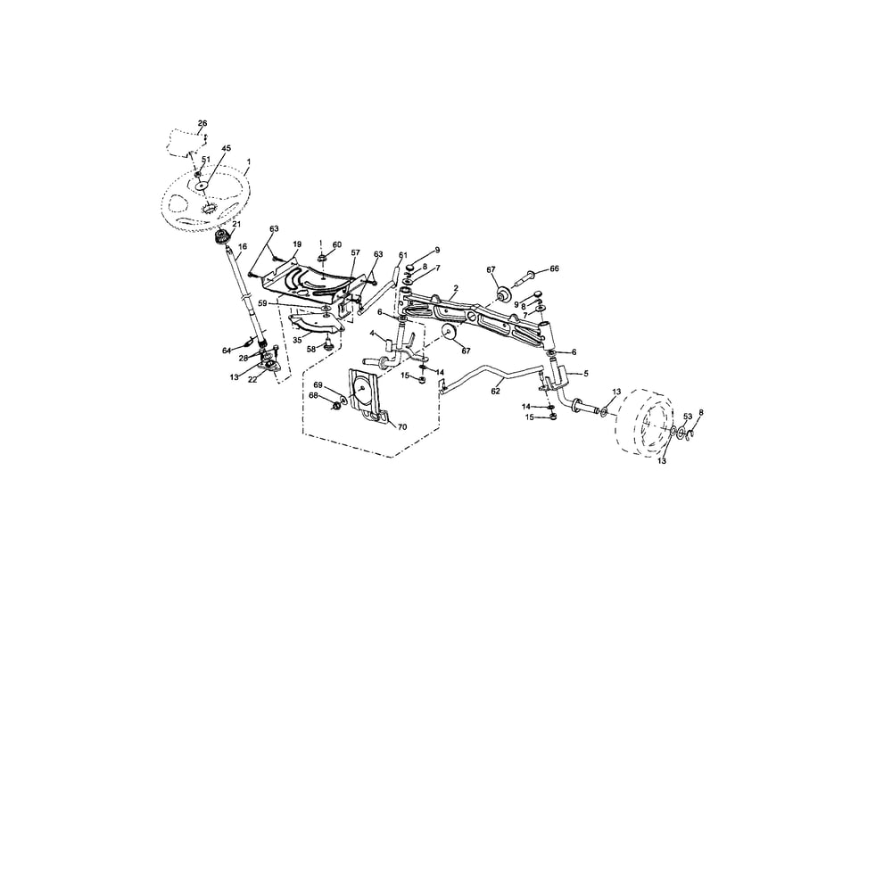 Steering Diagram and Parts List for YTH2348-917289570  Husqvarna Lawn Tractor