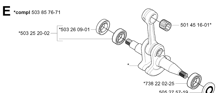 Crankshaft Diagram and Parts List for 351 20012200001-Current Husqvarna Chainsaw