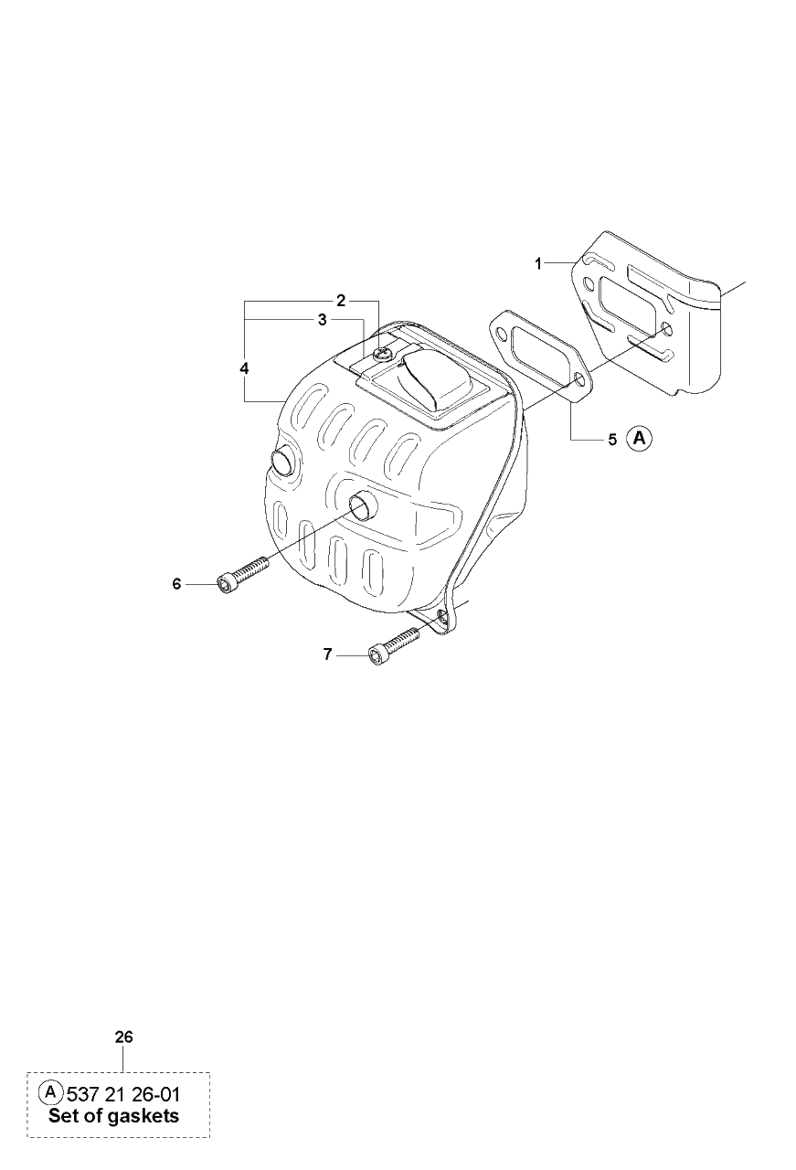 Muffler Diagram and Parts List for 570AUTOTUNE 20104500001 - 20130900000 Husqvarna Chainsaw
