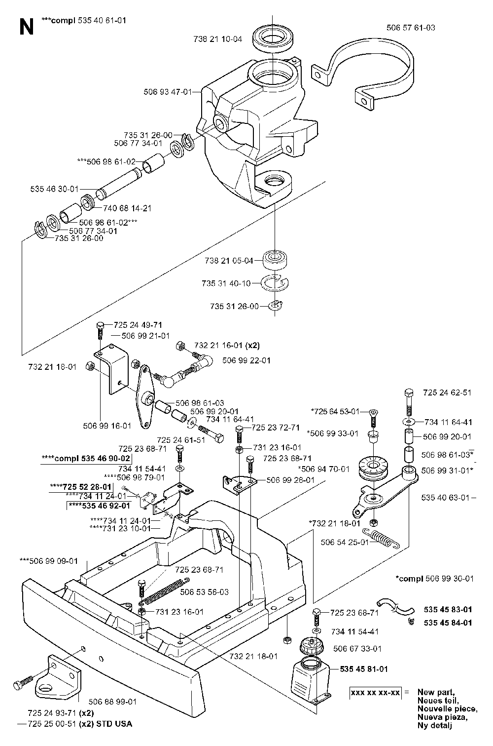 Steering Diagram and Parts List for RIDERPRO18 (953521901)(2004-01) Husqvarna Lawn Tractor
