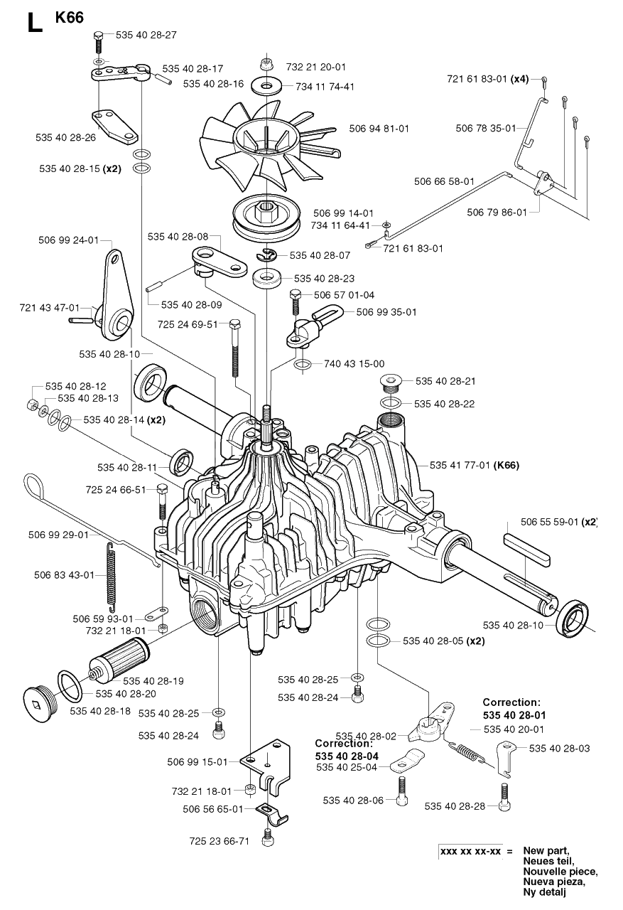Transmission Diagram and Parts List for PF21 2002-03 Husqvarna Lawn Tractor