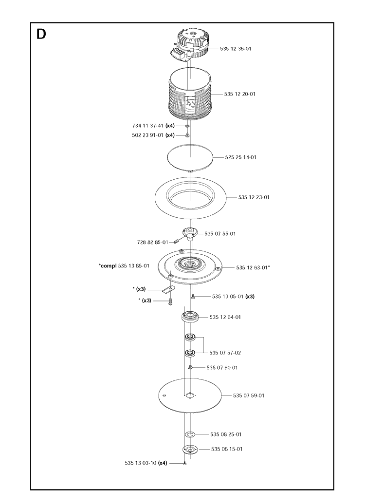 Blade Motor And Cutting Equipment Diagram and Parts List for 210C  Husqvarna Lawn Mower