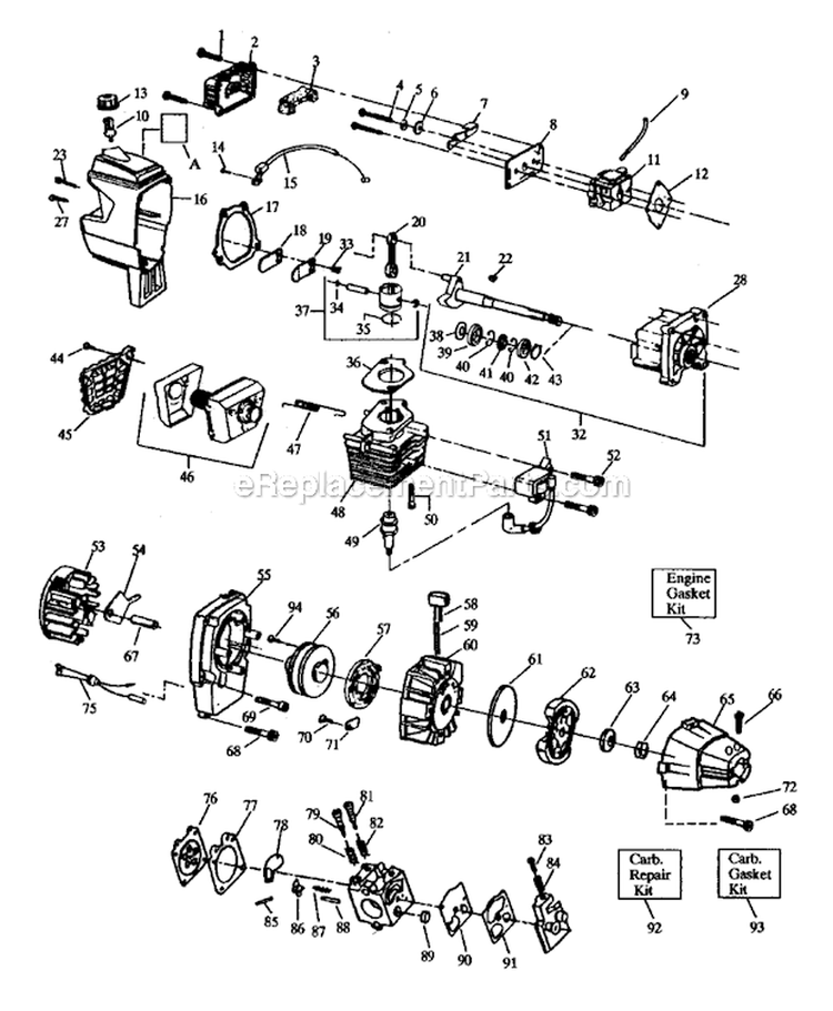 Engine Diagram and Parts List for 32R 1990-01 Husqvarna Trimmer