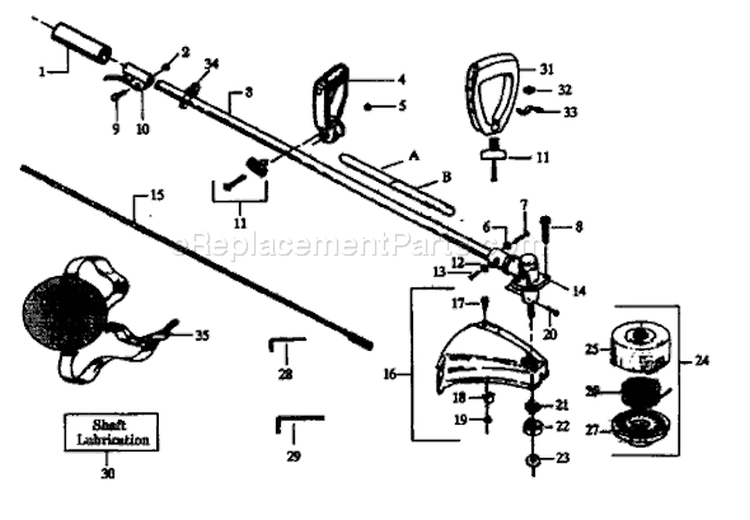 Page B Diagram and Parts List for 32RL 32 RL 1990-01 Husqvarna Trimmer