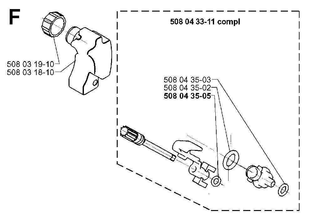 Oil Tank Diagram and Parts List for 16000 19984000001 Husqvarna Chainsaw