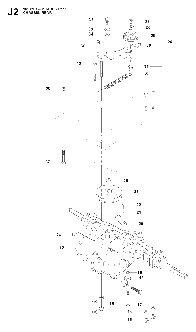Transmission 3 Diagram and Parts List for R11C (965094201)(2007-01) Husqvarna Lawn Tractor