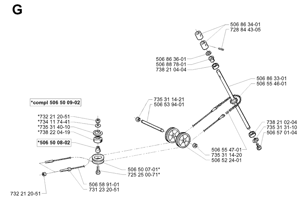 Steering Diagram and Parts List for PF21 2001-02 Husqvarna Lawn Tractor