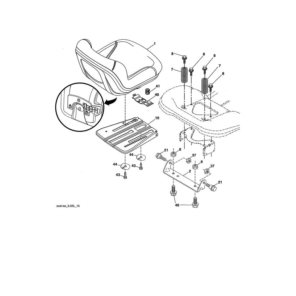 Seat Diagram and Parts List for 917223905  Husqvarna Lawn Tractor