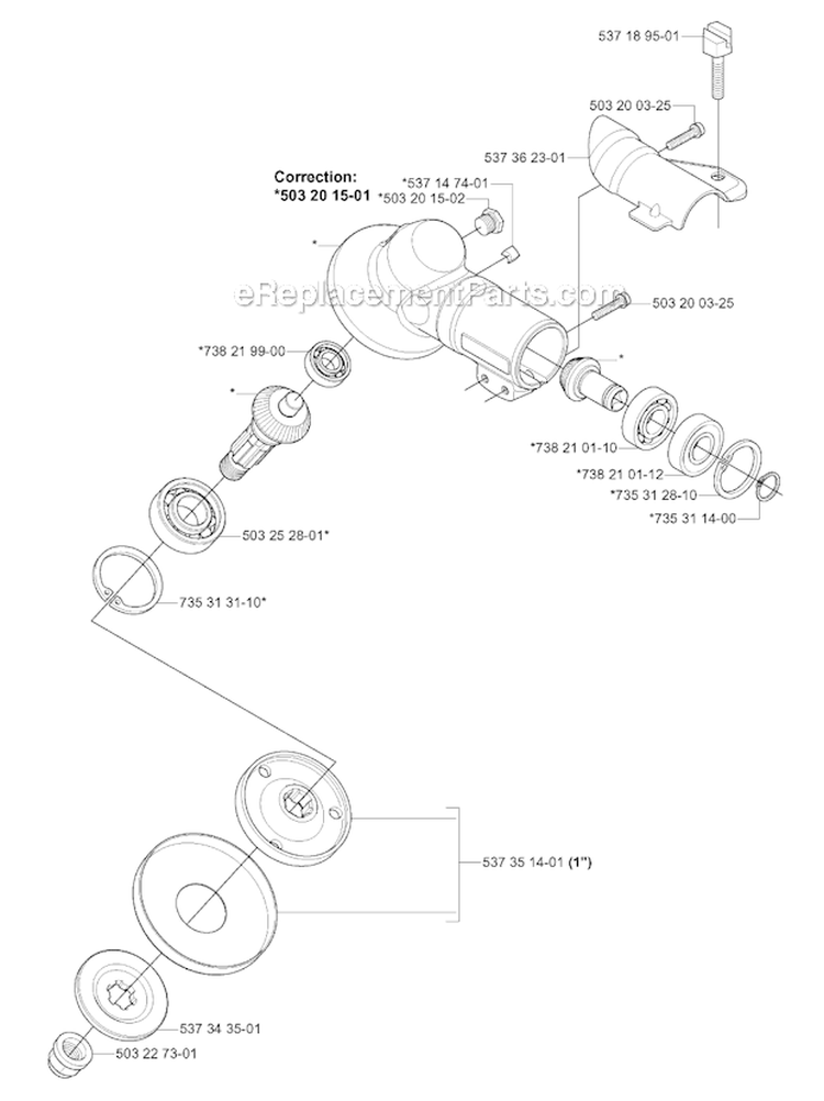 Bevel Gear Diagram and Parts List for 333R 2005-06 Husqvarna Brush Cutter