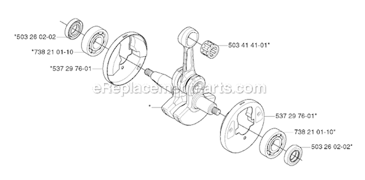 Crankshaft Diagram and Parts List for 333R 2006-10 Husqvarna Brush Cutter