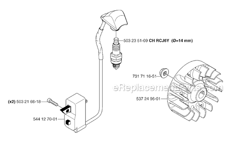 Ignition System Diagram and Parts List for 333R 2007-01 Husqvarna Brush Cutter