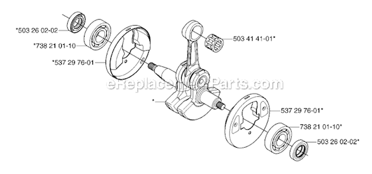 Crankshaft Diagram and Parts List for 333R 2007-01 Husqvarna Brush Cutter
