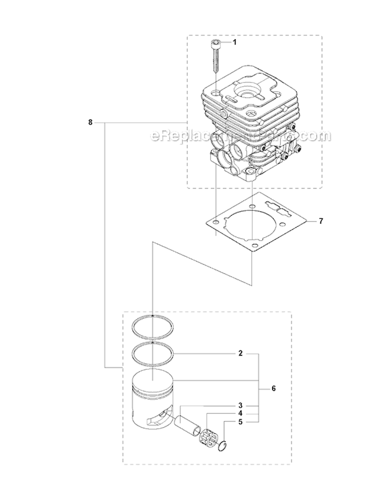 Crankshaft Diagram and Parts List for 333R 2008-10 Husqvarna Brush Cutter
