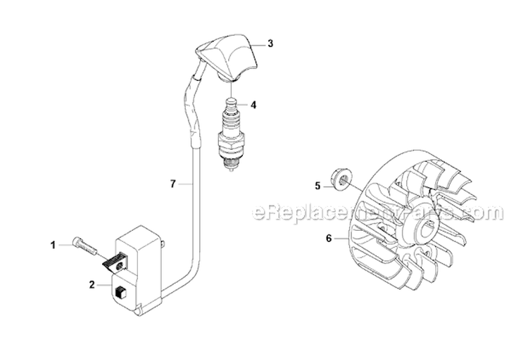 Ignition System Diagram and Parts List for 333R 2008-10 Husqvarna Brush Cutter