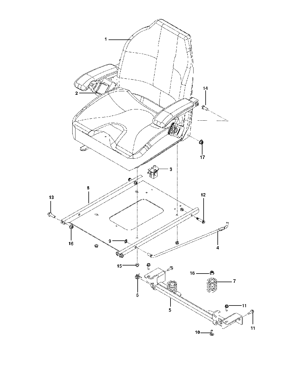 Seat Diagram and Parts List for P-ZT4822CA (966663801)(2011-11) Husqvarna Lawn Tractor