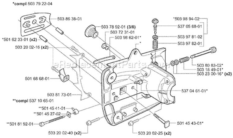 Page F Diagram and Parts List for 334T 334 T 2003-05 Husqvarna Chainsaw
