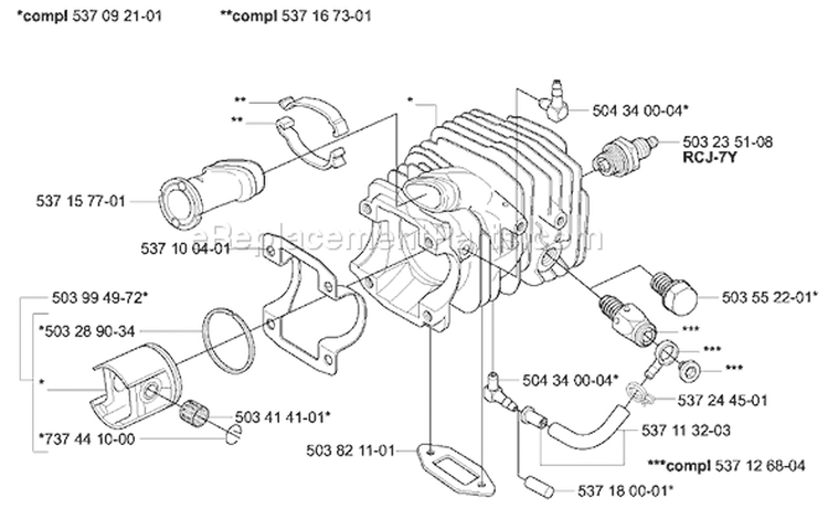 Page K Diagram and Parts List for 334T 334 T 2003-11 Husqvarna Chainsaw