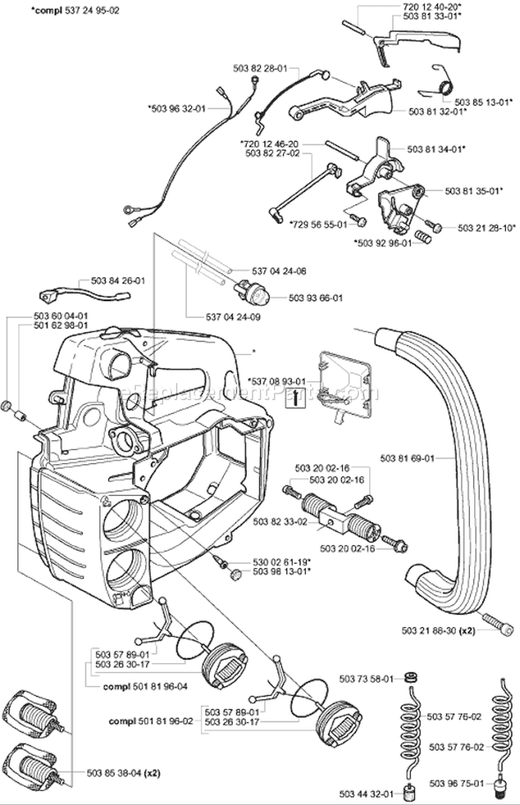 Page M Diagram and Parts List for 334T 334 T 2003-11 Husqvarna Chainsaw