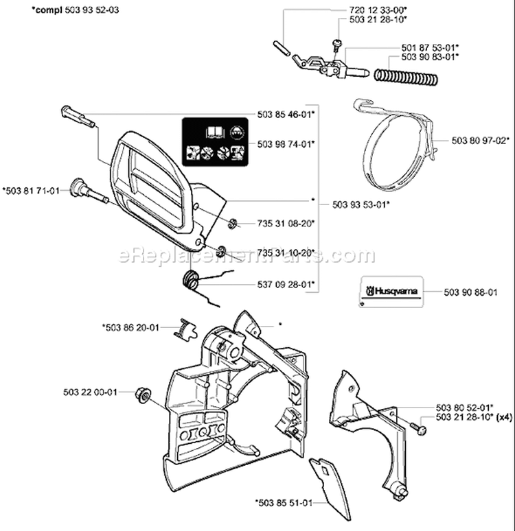 Page D Diagram and Parts List for 334T 334 T 2003-11 Husqvarna Chainsaw