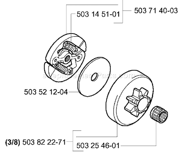 Page E Diagram and Parts List for 334T 334 T 2003-11 Husqvarna Chainsaw