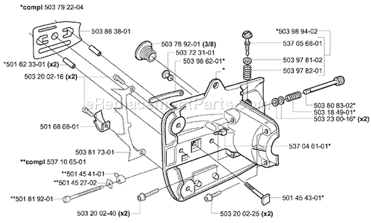 Page F Diagram and Parts List for 334T 334 T 2003-11 Husqvarna Chainsaw