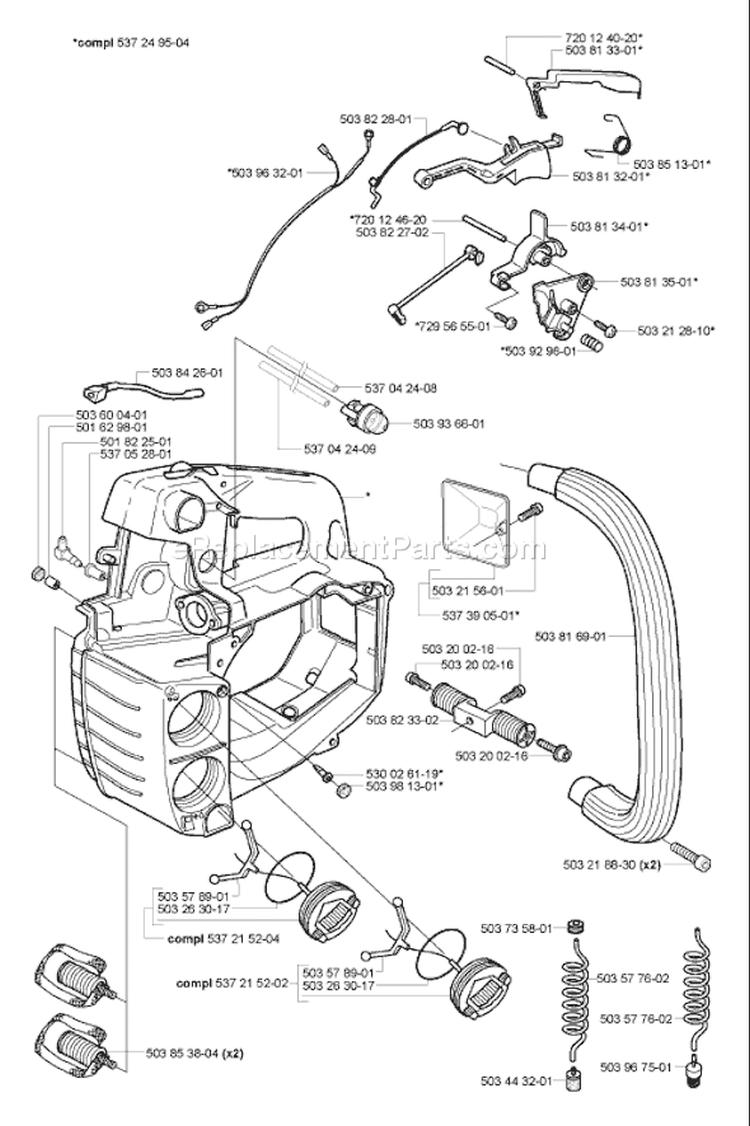 Page M Diagram and Parts List for 334T 334 T 2005-03 Husqvarna Chainsaw