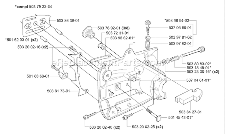 Page E Diagram and Parts List for 334T 334 T 2006-01 Husqvarna Chainsaw