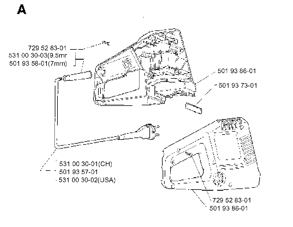 Cover Diagram and Parts List for 400H 1990-01 Husqvarna Trimmer