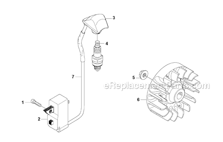 Ignition System Diagram and Parts List for 335FR 2008-10 Husqvarna Brush Cutter