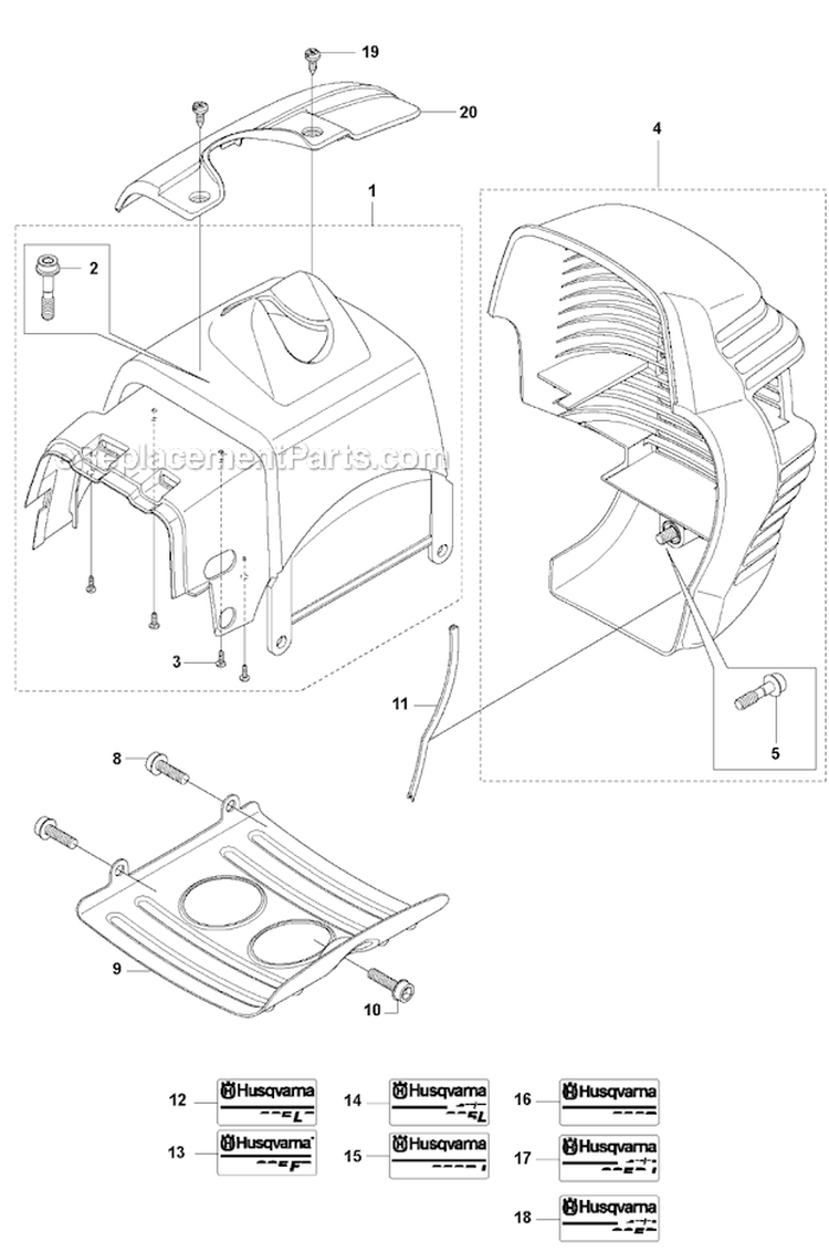 Cover 2 Diagram and Parts List for 335FR 2008-10 Husqvarna Brush Cutter
