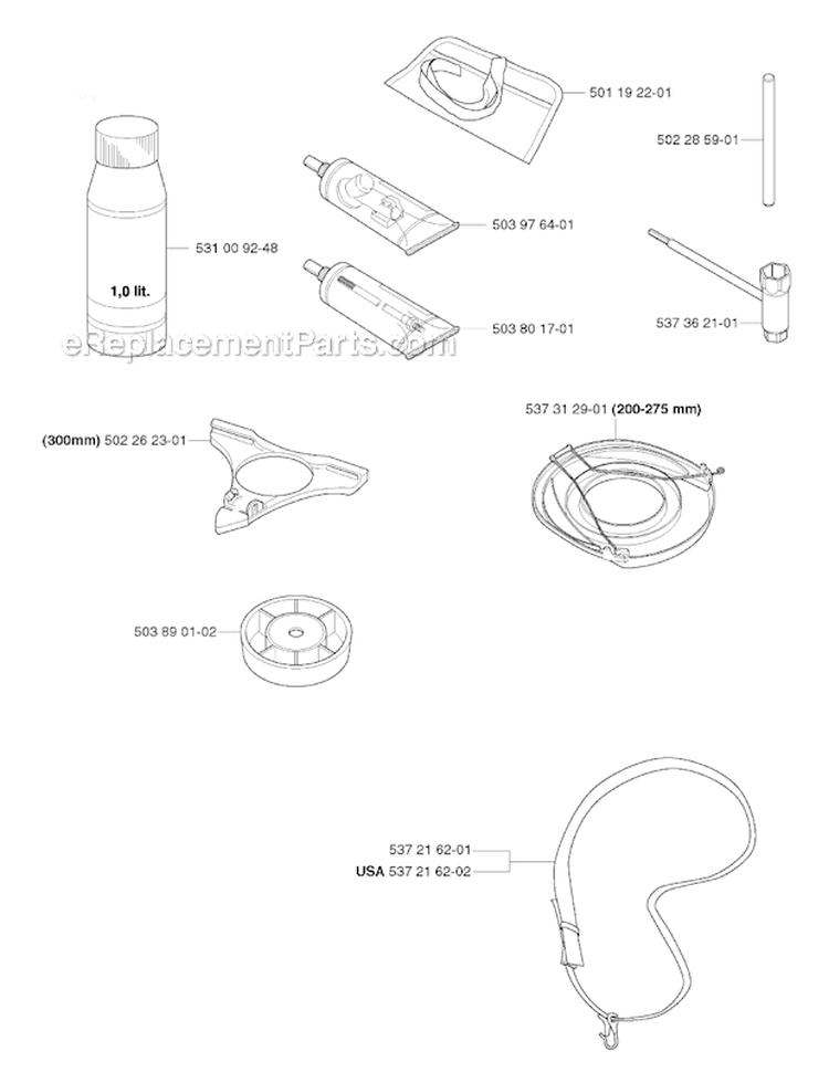 Accessories Diagram and Parts List for 335RJX 2006-10 Husqvarna Brush Cutter
