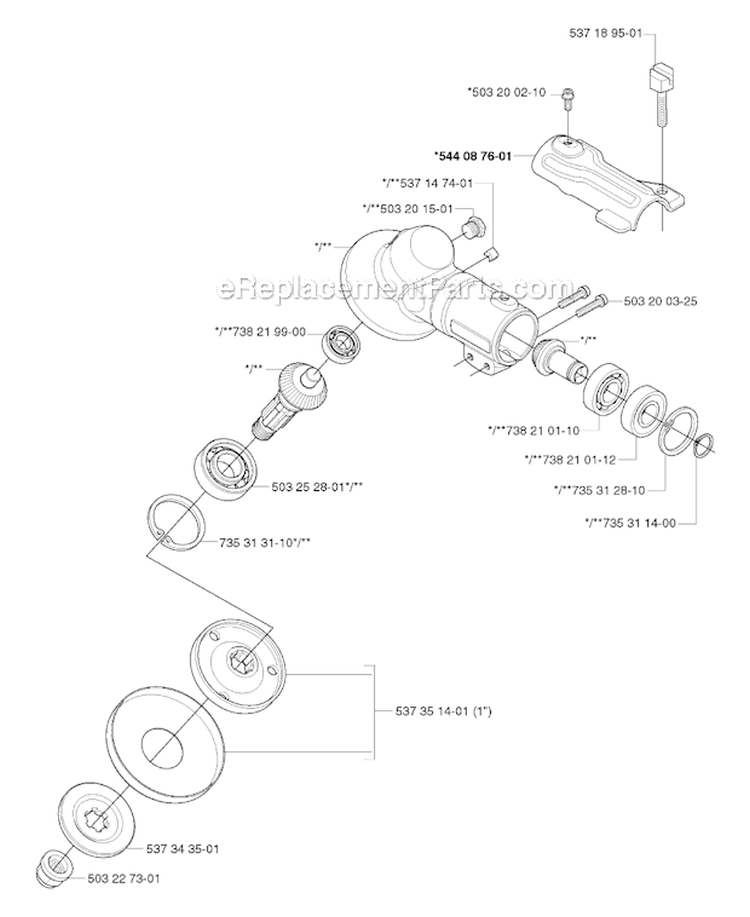 Bevel Gear Diagram and Parts List for 335RJX 2006-10 Husqvarna Brush Cutter