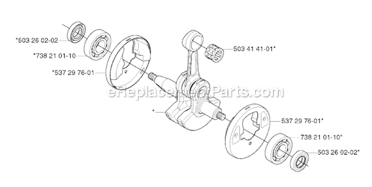 Crankshaft Diagram and Parts List for 335RJX 2006-10 Husqvarna Brush Cutter