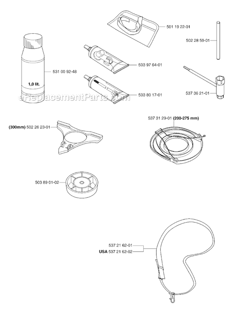 Accessories Diagram and Parts List for 335RJX 2007-01 Husqvarna Brush Cutter