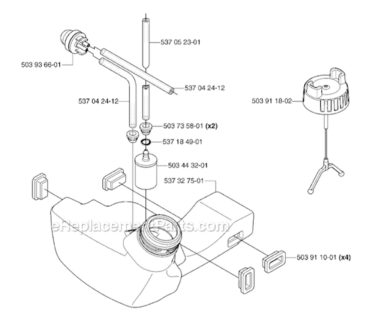 Fuel Tank Diagram and Parts List for 335RJX 2007-01 Husqvarna Brush Cutter