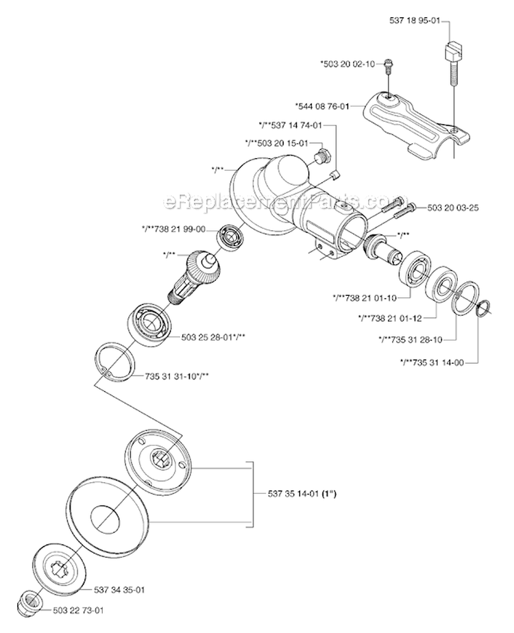 Bevel Gear Diagram and Parts List for 335RJX 2007-01 Husqvarna Brush Cutter