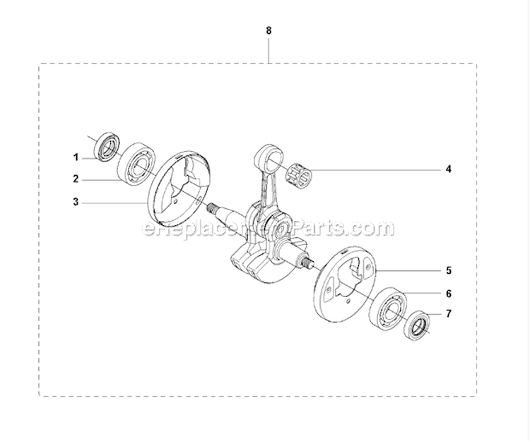 Crankshaft Diagram and Parts List for 335RJX 2008-10 Husqvarna Brush Cutter