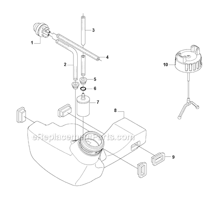 Fuel Tank Diagram and Parts List for 335RJX 2008-10 Husqvarna Brush Cutter