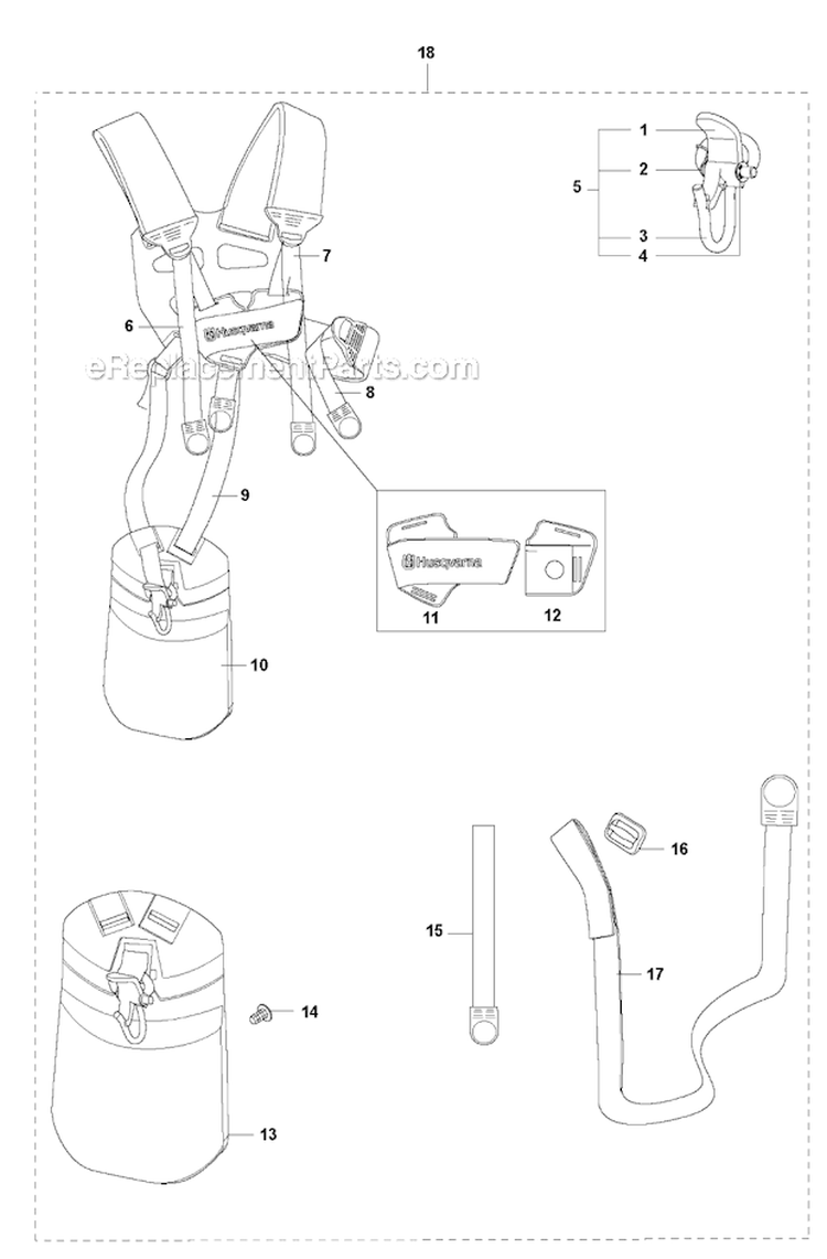 Harness Diagram and Parts List for 335RJX 2008-10 Husqvarna Brush Cutter