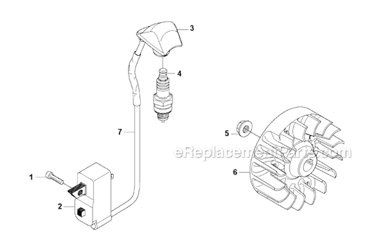 Ignition System Diagram and Parts List for 335RJX 2008-10 Husqvarna Brush Cutter