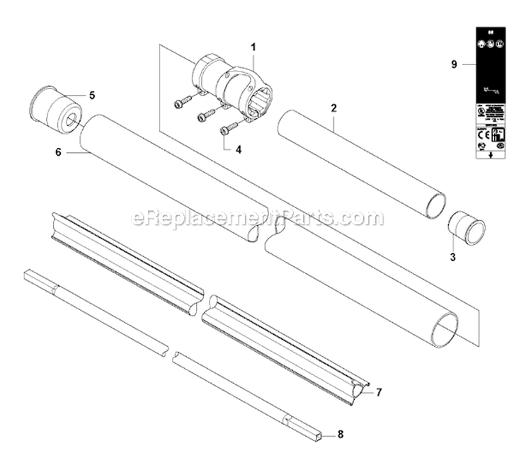 Shaft  Suspension Diagram and Parts List for 335RJX 2008-10 Husqvarna Brush Cutter