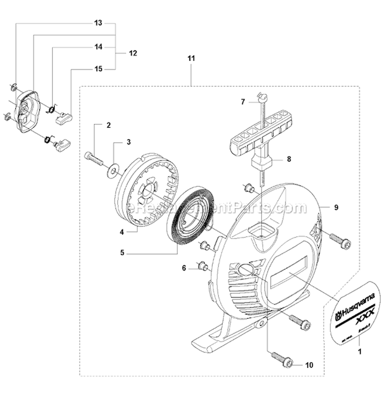 Starter 1 Diagram and Parts List for 335RJX 2008-10 Husqvarna Brush Cutter