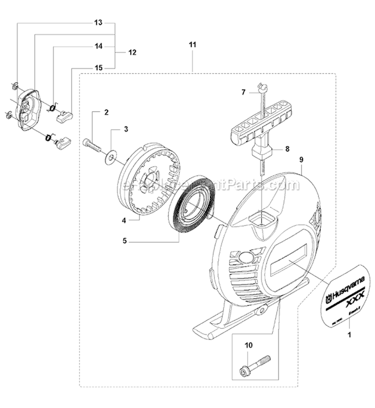 Starter 2 Diagram and Parts List for 335RJX 2008-10 Husqvarna Brush Cutter