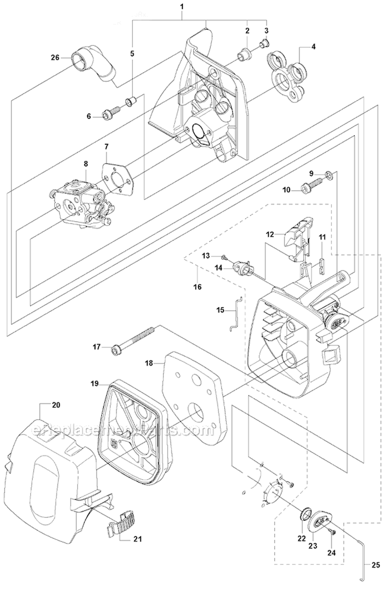 Carburetor  Air Filter Diagram and Parts List for 335RJX 2008-10 Husqvarna Brush Cutter