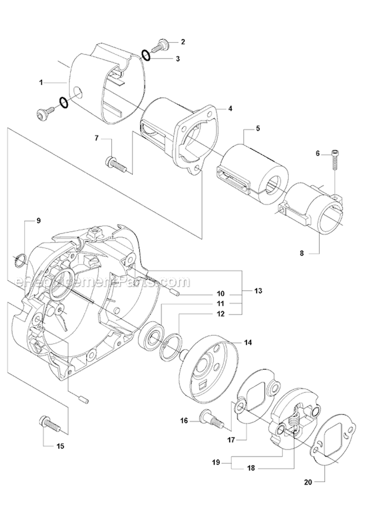 Clutch Diagram and Parts List for 335RJX 2008-10 Husqvarna Brush Cutter