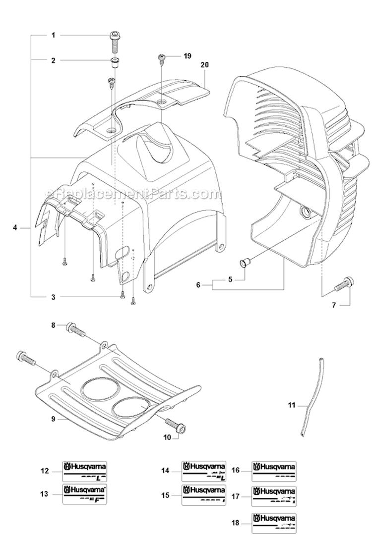 Cover 1 Diagram and Parts List for 335RJX 2008-10 Husqvarna Brush Cutter