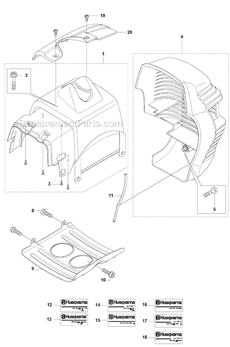 Cover 2 Diagram and Parts List for 335RJX 2008-10 Husqvarna Brush Cutter